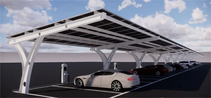 Парковка солнечных панелей для электромобилей с зарядным столбом 2 в 1 0